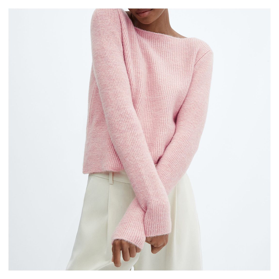 Pastel Pink Boat-Neck Knitted Jumper main product photo