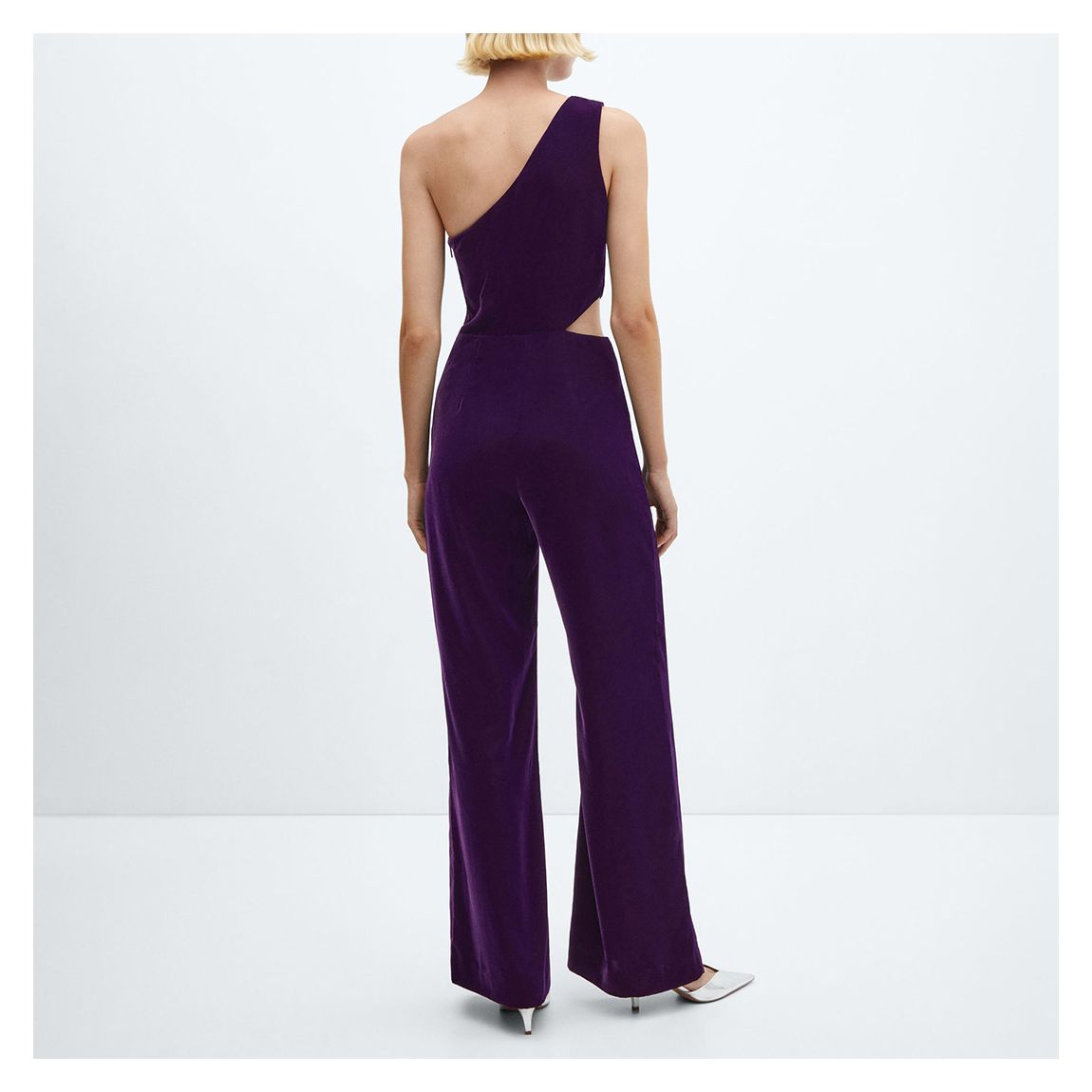 Purple Velvet Jumpsuit With Corsage main product photo