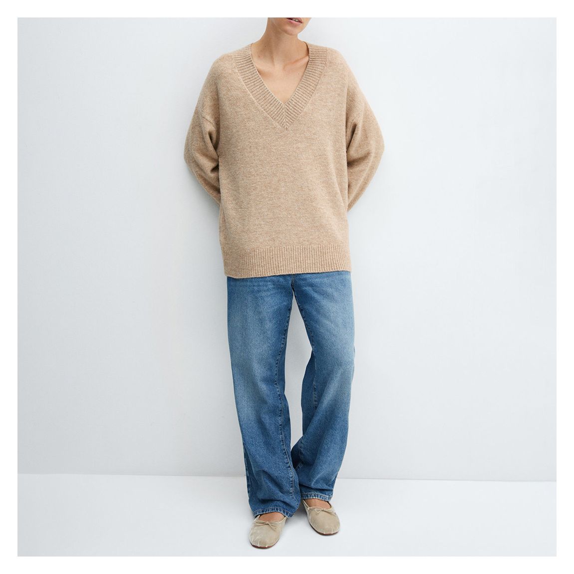 Beige Oversized Wool Blend Jumper main product photo