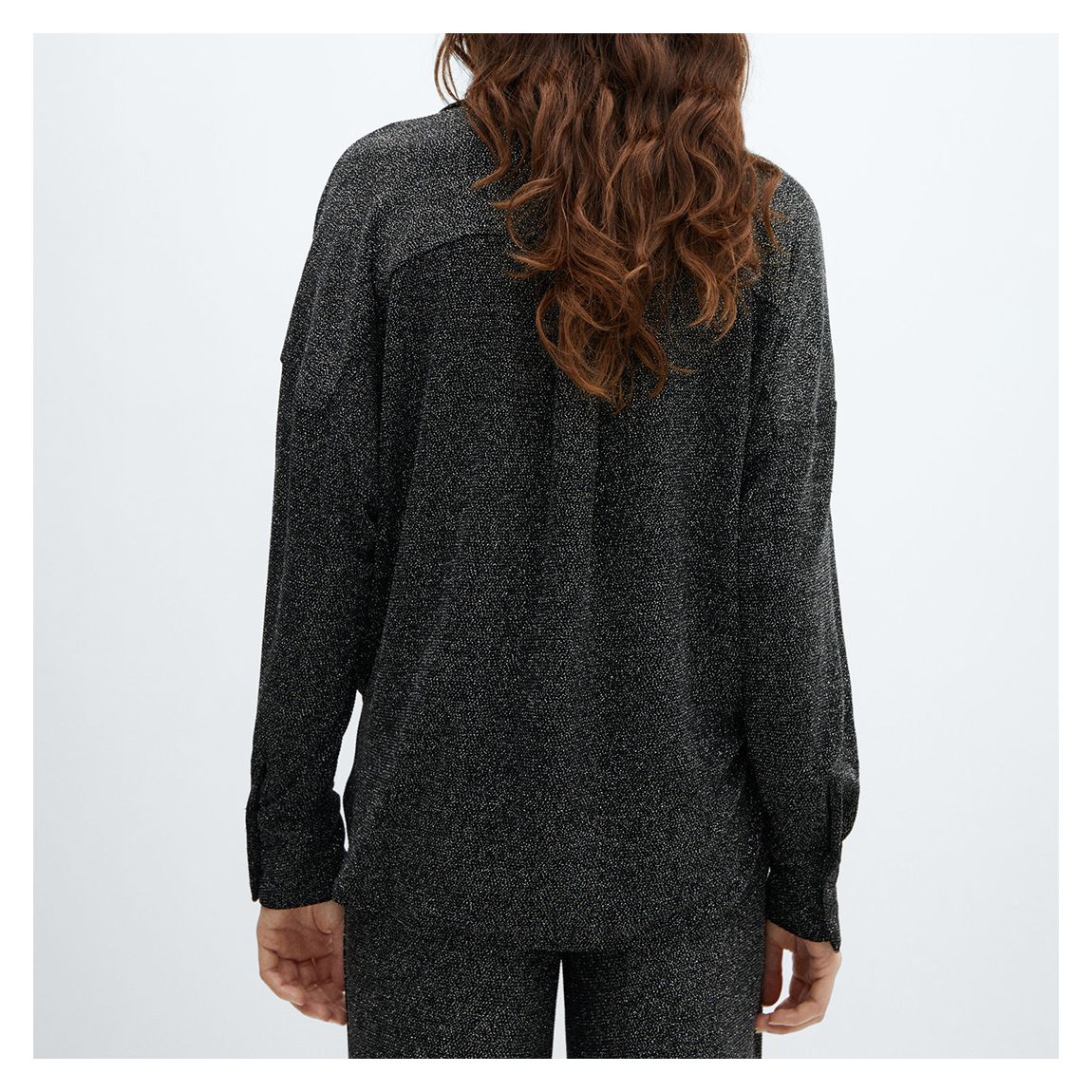 Silver Glitter Button Shirt main product photo