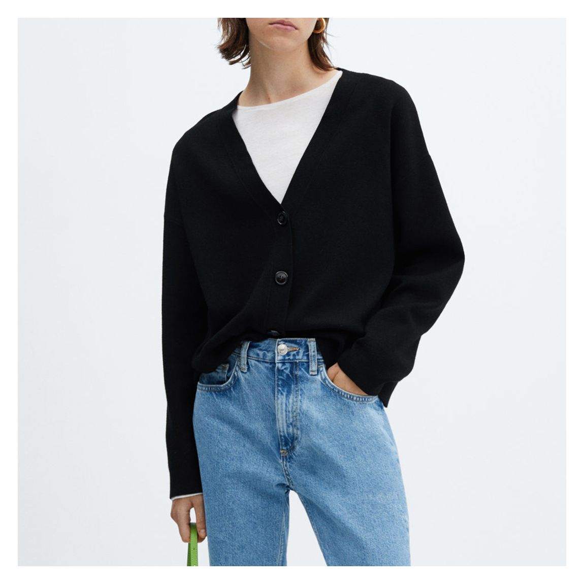 Black Button Knit Cardigan main product photo