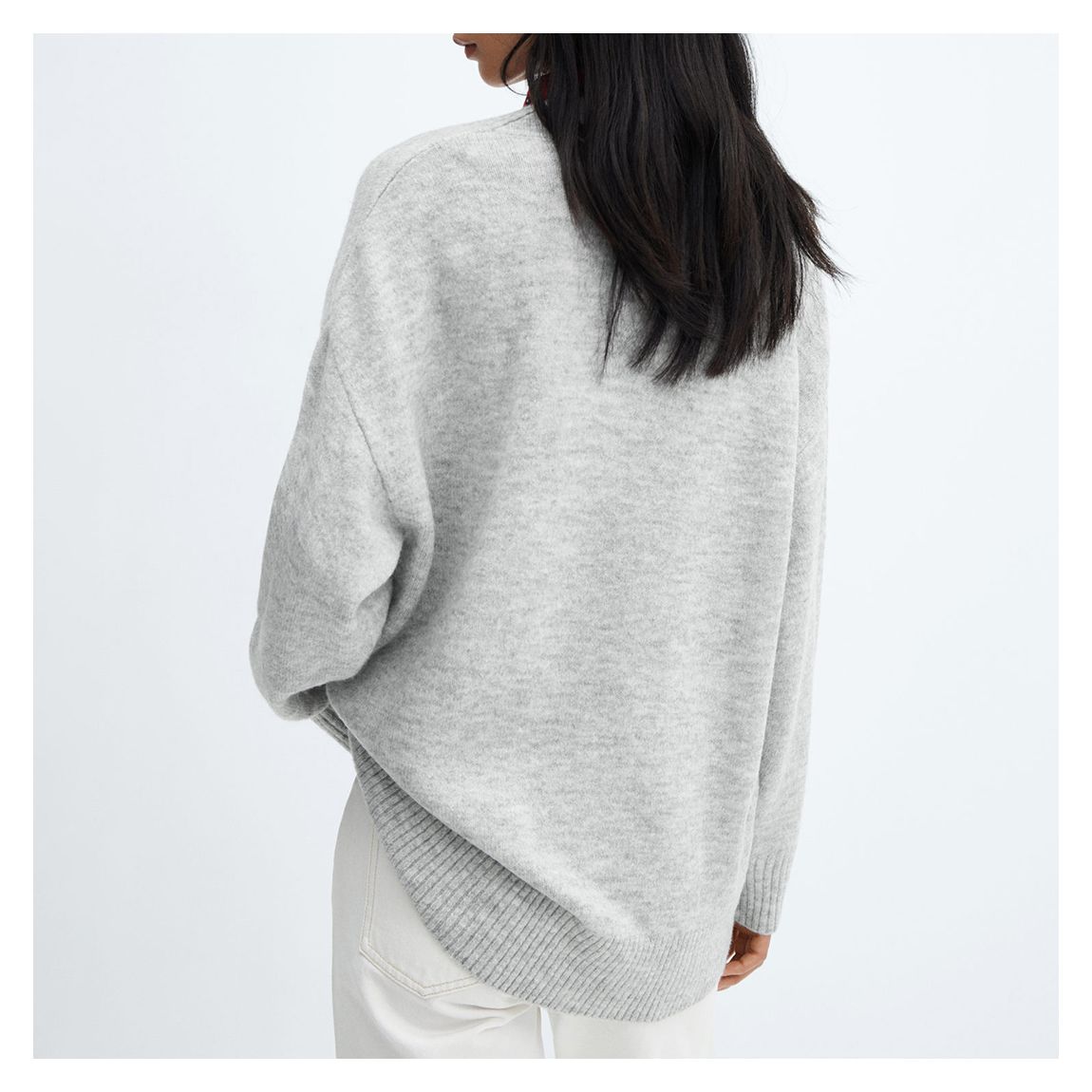 Light Grey Oversized V-Neck Jumper main product photo
