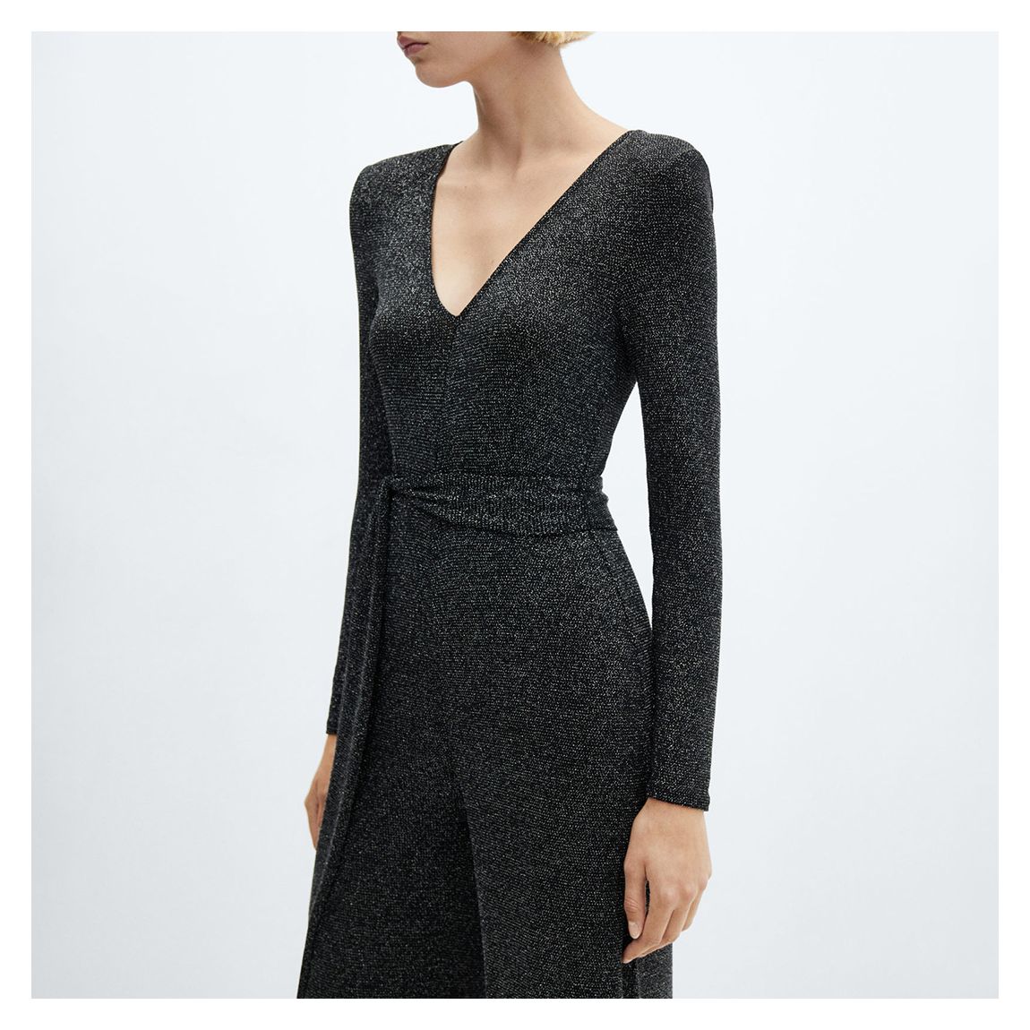 Black Lurex Jumpsuit With Belt main product photo