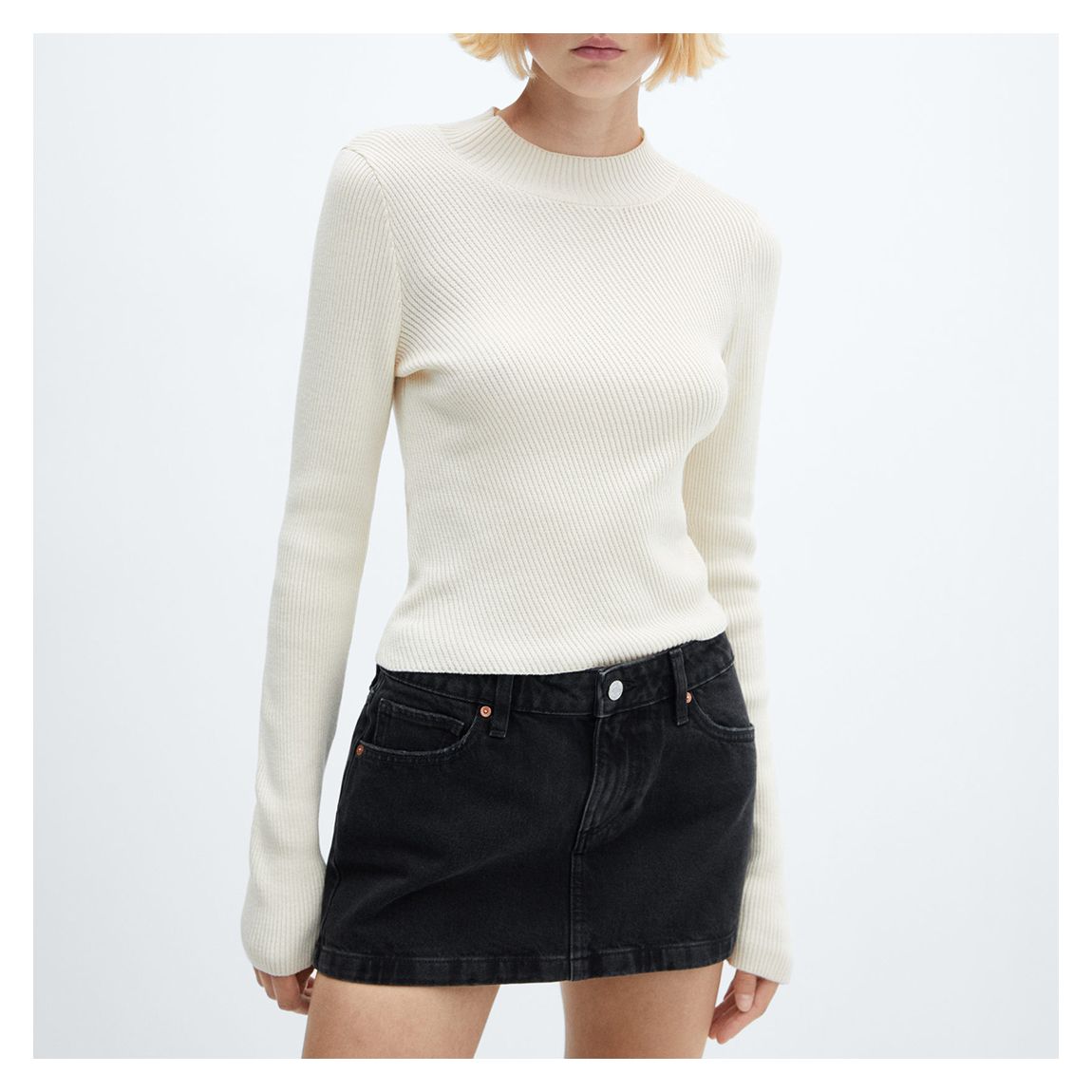 Black Denim Low-Rise Denim Mini Skirt main product photo