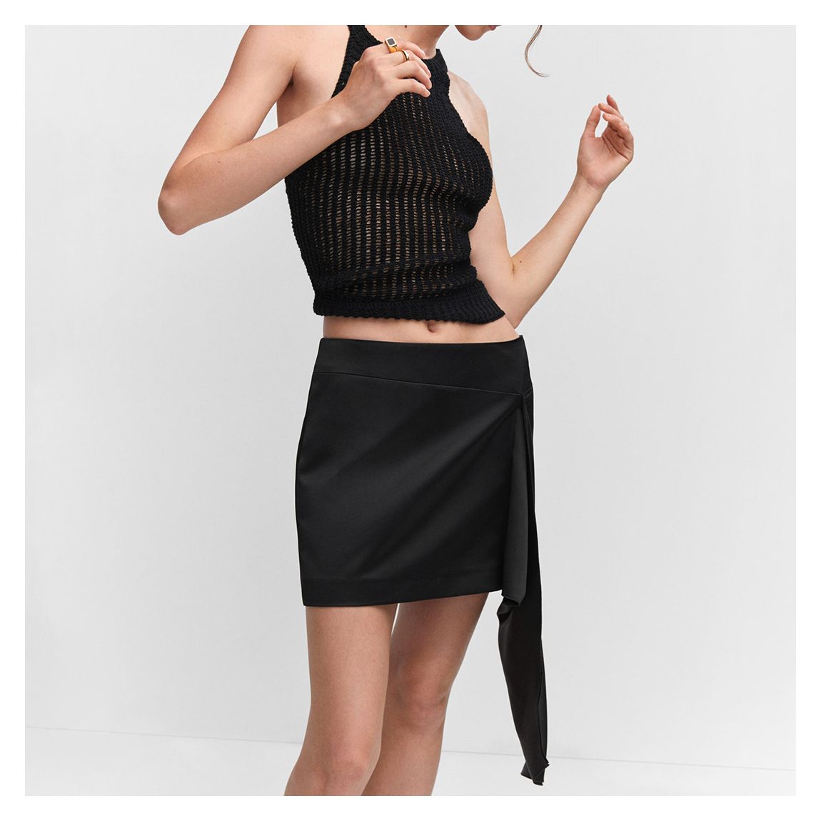 Black Bow Satin Miniskirt main product photo