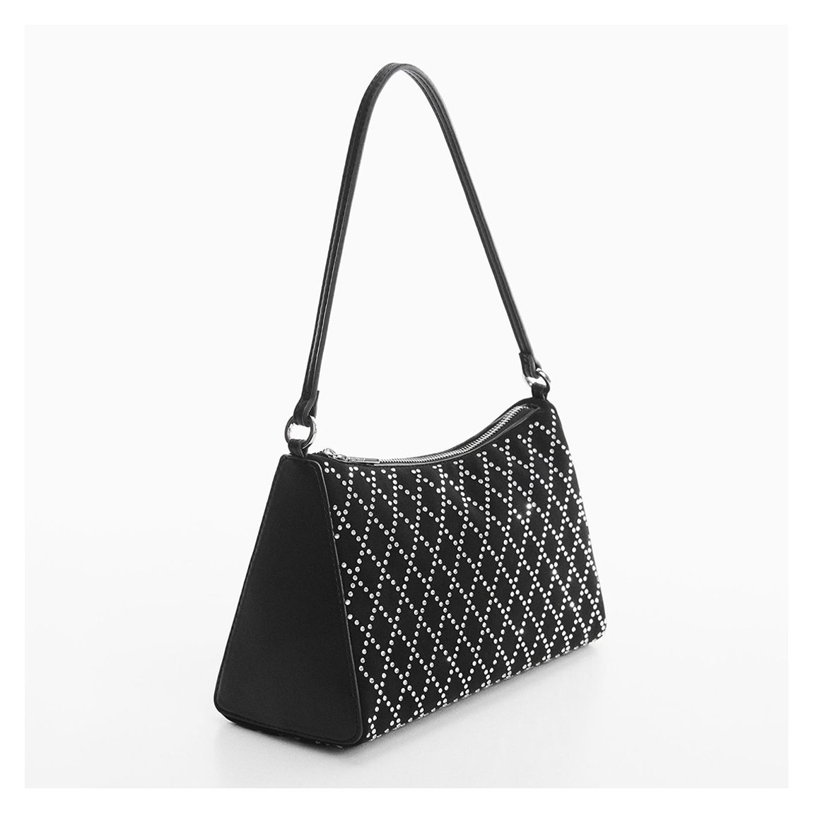 Black Shoulder Bag With Rhinestone Detail main product photo