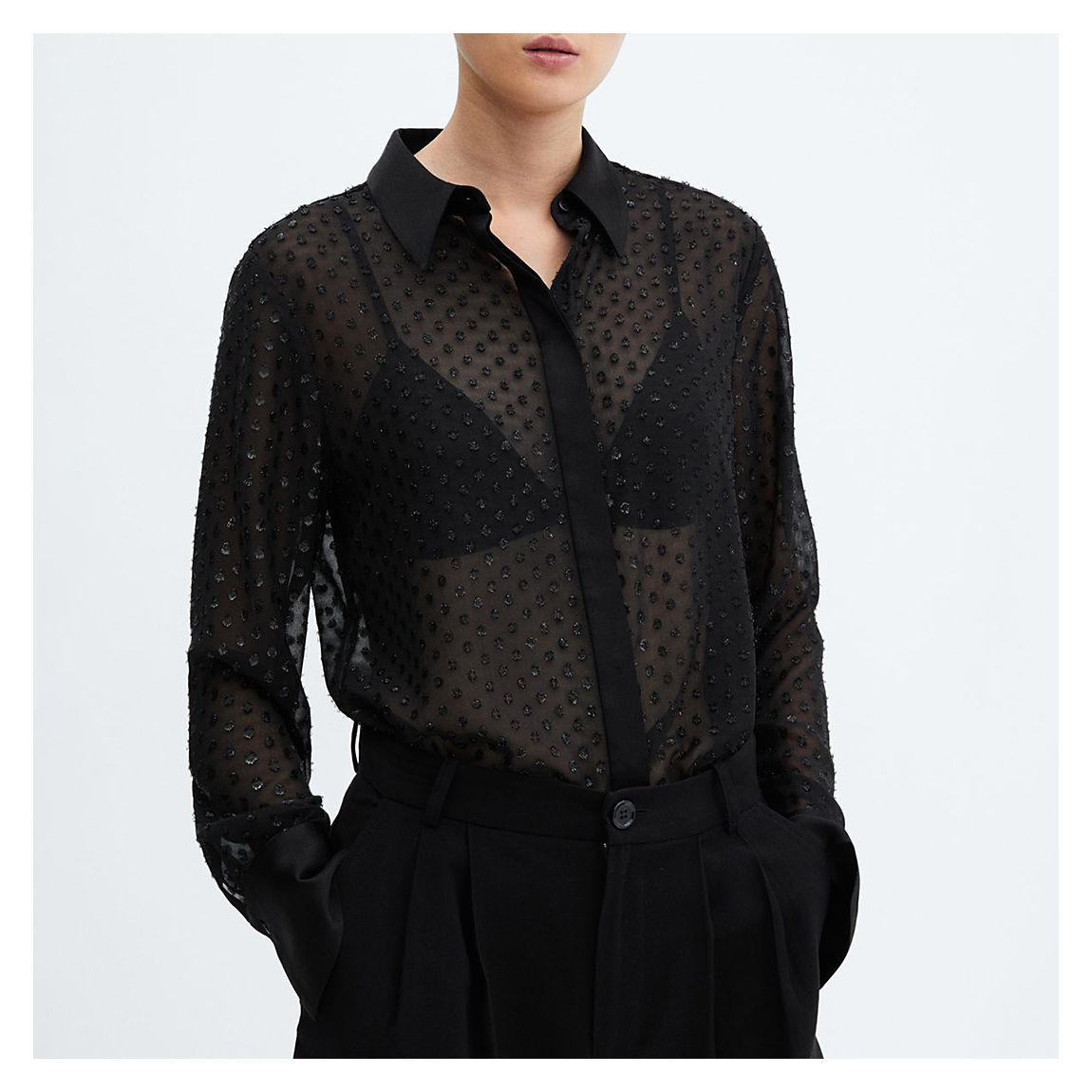 Black Semi-Transparent Plumeti Shirt main product photo