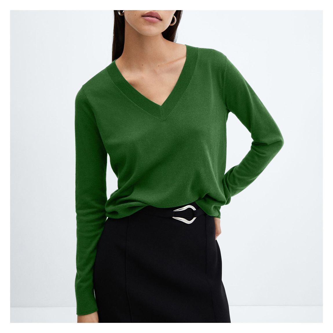 Green Cashmere Blend V-Neck Jumper main product photo