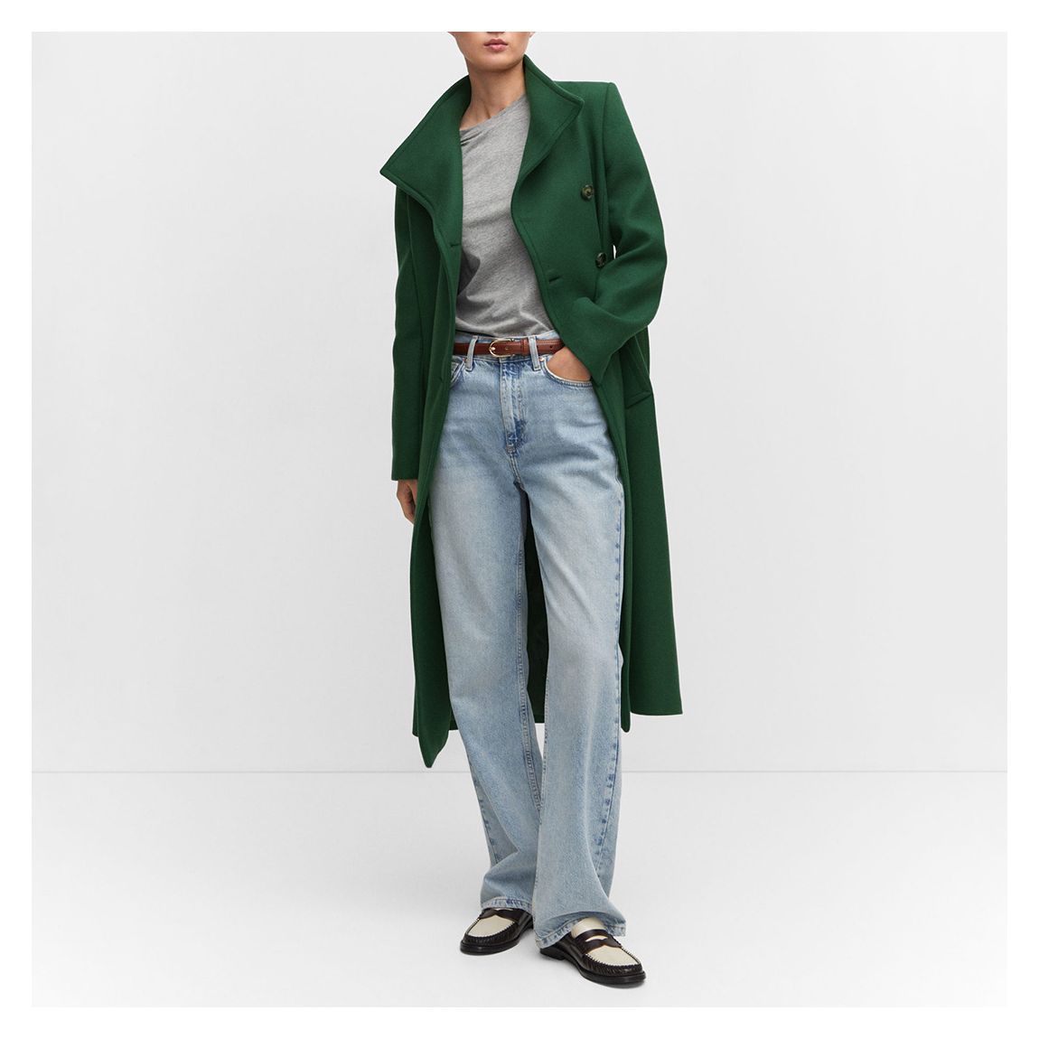Forest Green Manteco Wool Blend Coat main product photo