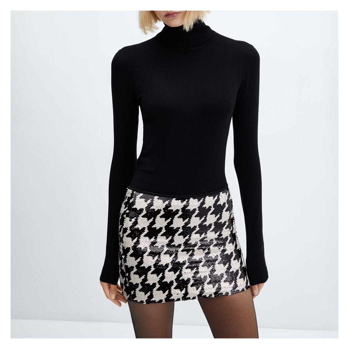 Black Houndstooth Sequin Skirt main product photo