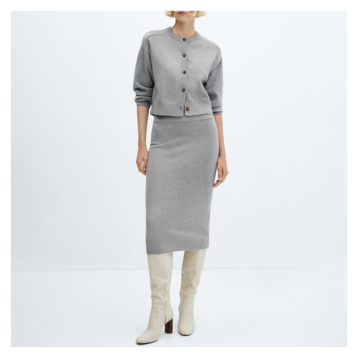 Grey Decorative Seams Cardigan main product photo