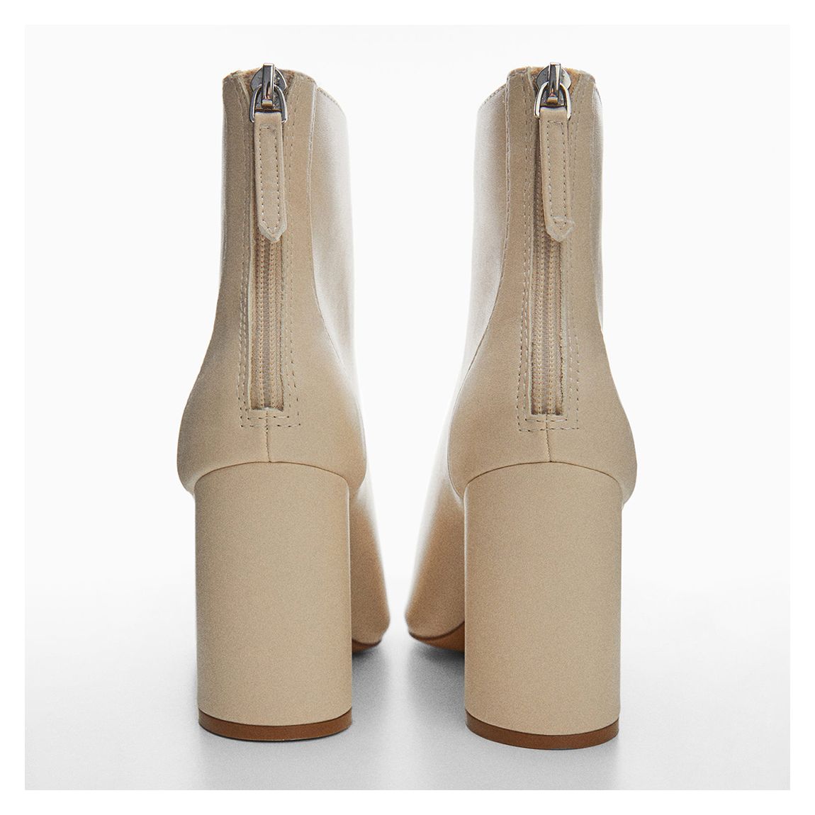 Beige Pointed-Toe Ankle Boot Swith Zip Closure main product photo