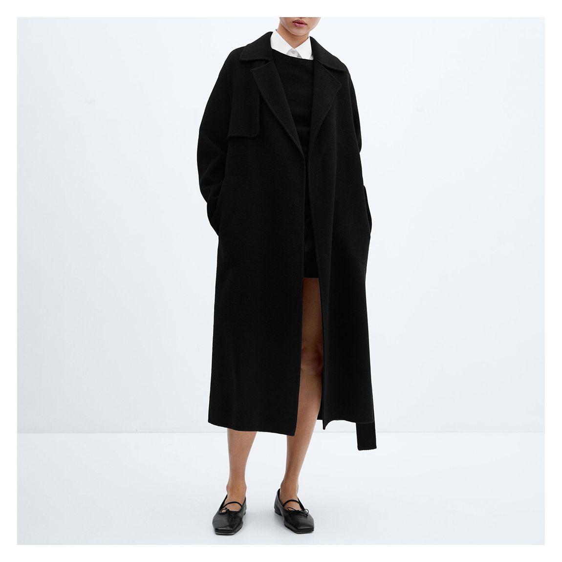 Black Belted Wool Coat main product photo