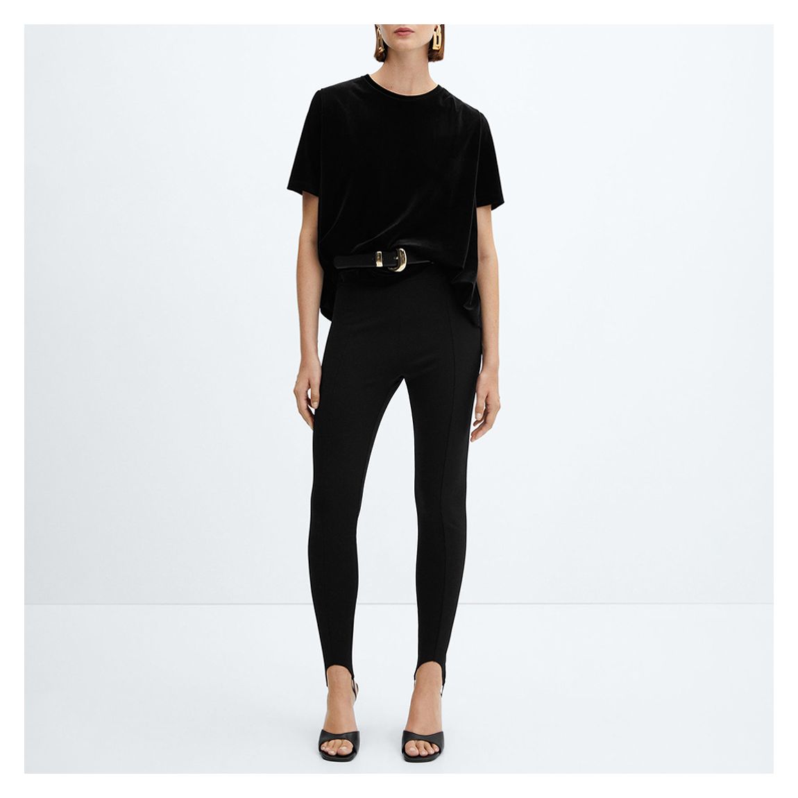 Black T-Shirt With Velvet Shoulder Pads main product photo