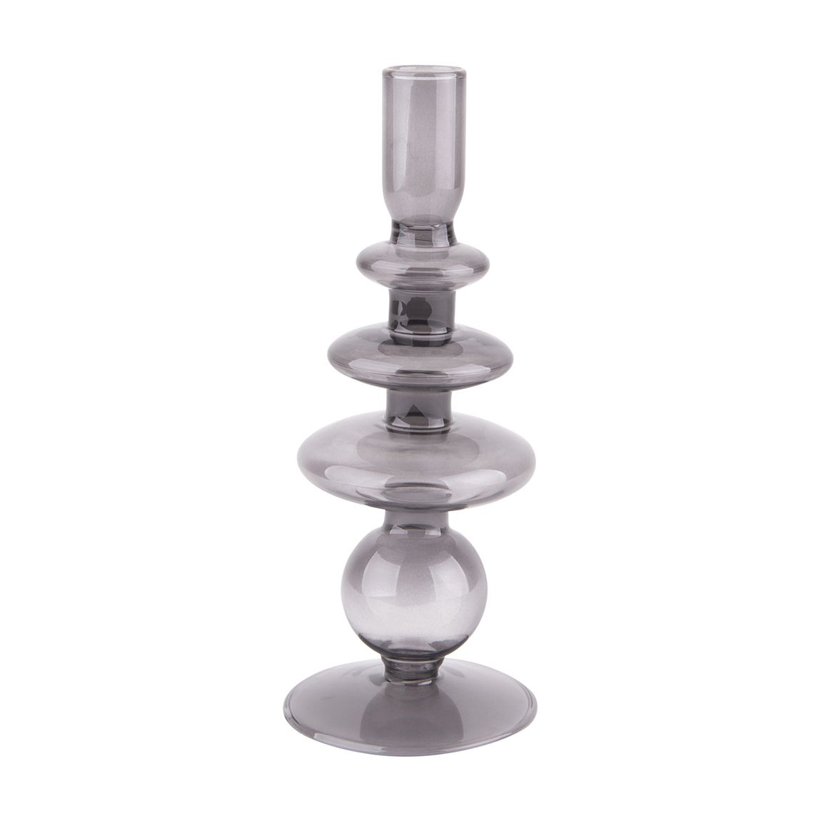 Black Glass Art Rings Candle Holder, Large main product photo