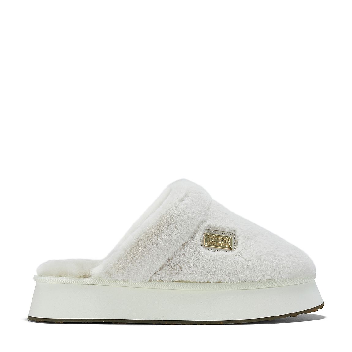 Cream Suede Mule Platform Slippers main product photo