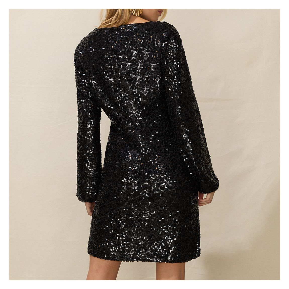 Black Cluster Sequin Short Dress main product photo