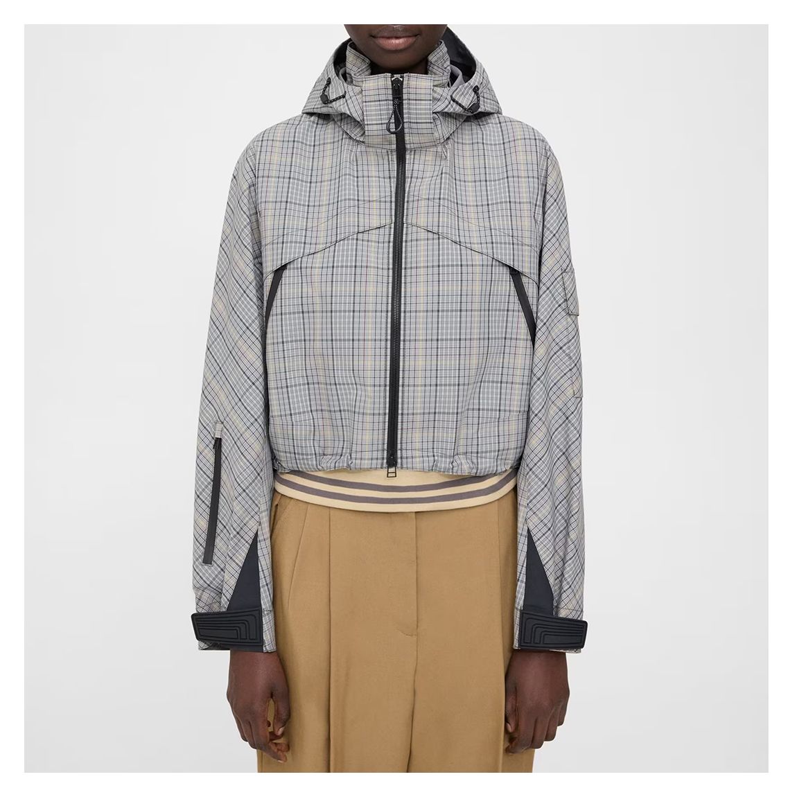 Grey Check Print Hooded Coat main product photo