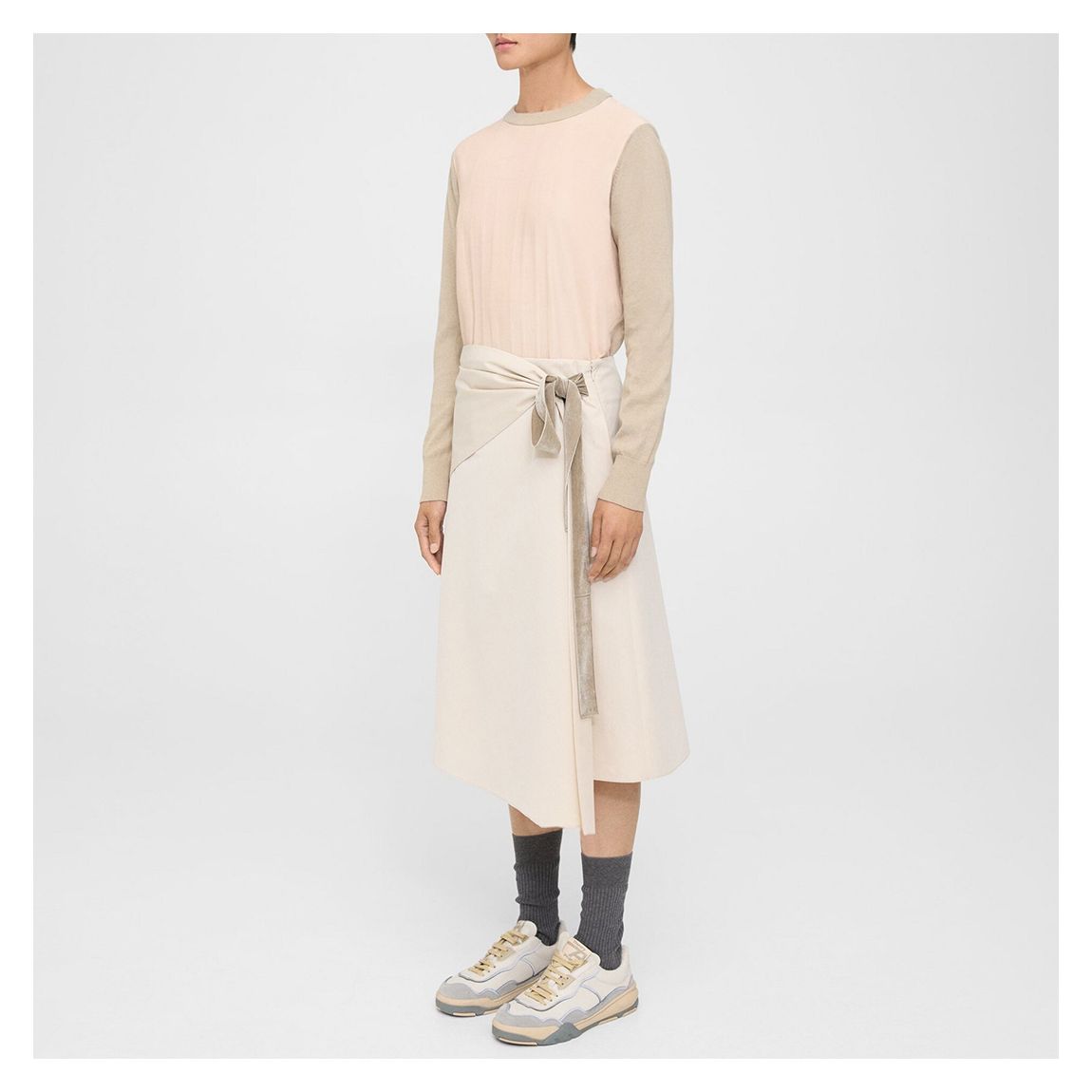 Pink/Beige Ribbed Silk Blend Jumper main product photo