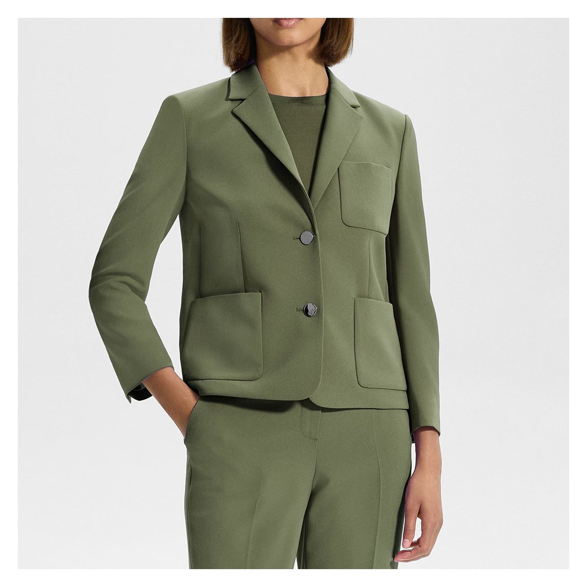 Khaki Patch Pocket Crop Blazer main product photo