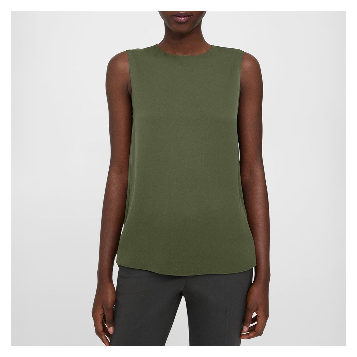 Khaki Shell Cut Out Silk Top main product photo