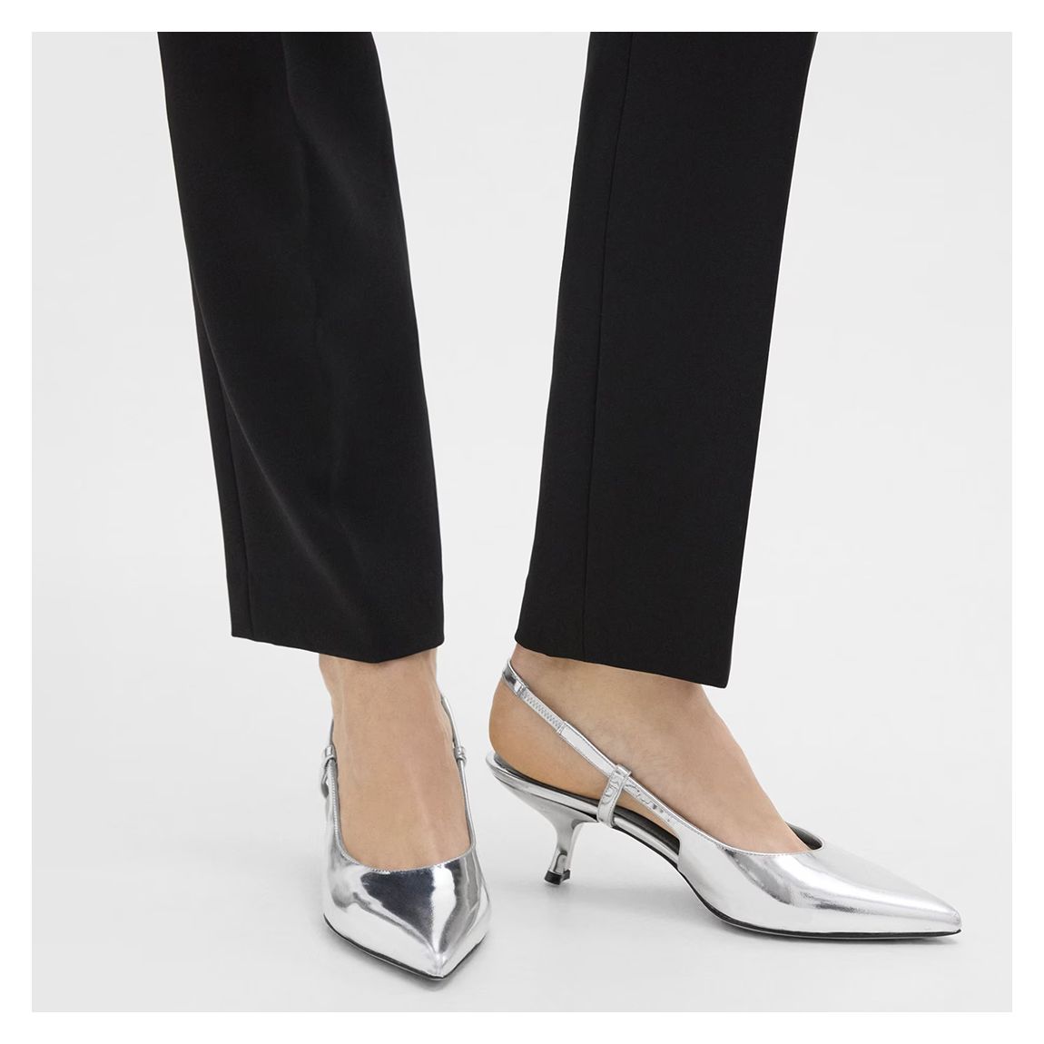 Silver Leather Slingback Heels main product photo