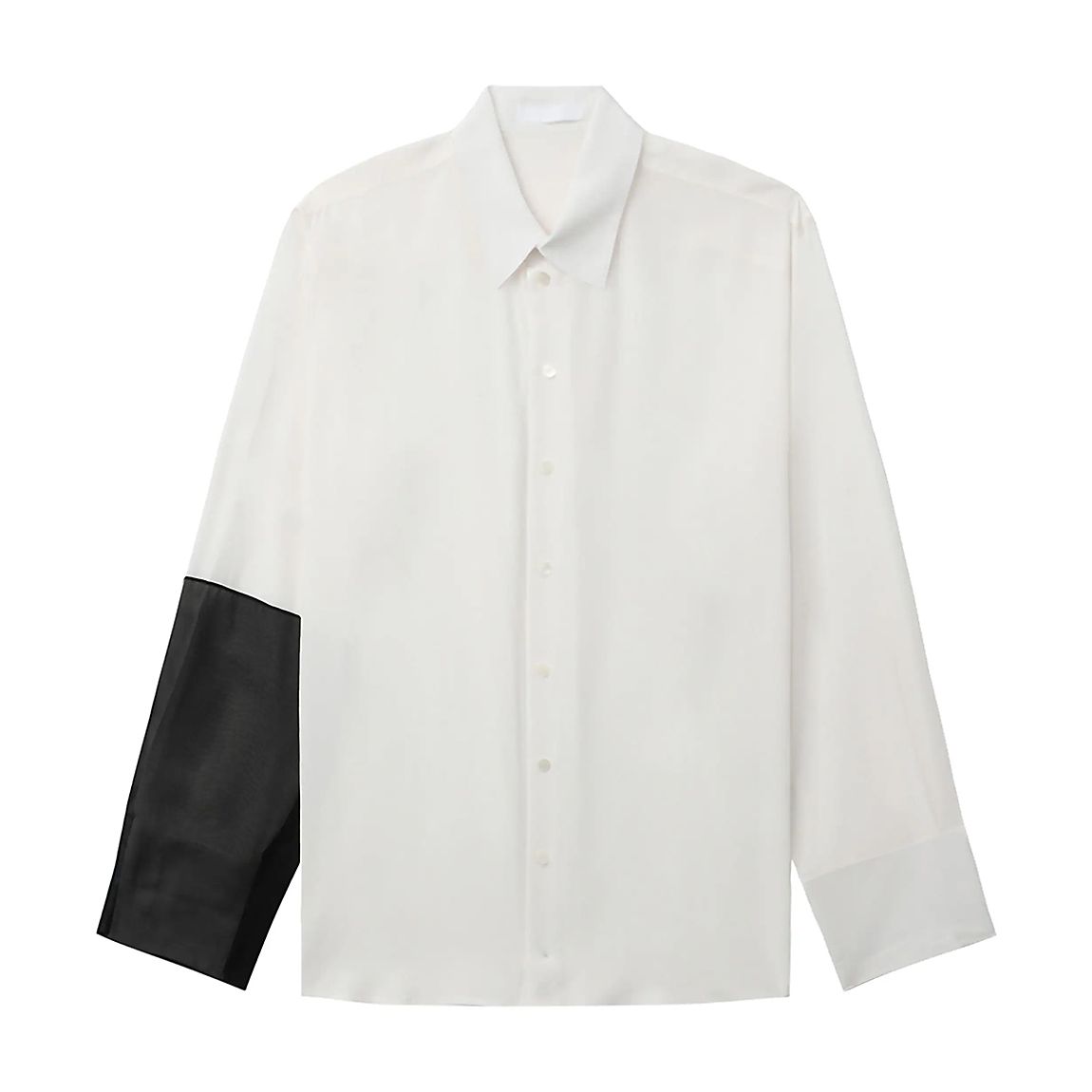 White Relaxed Colour Block Silk Shirt main product photo