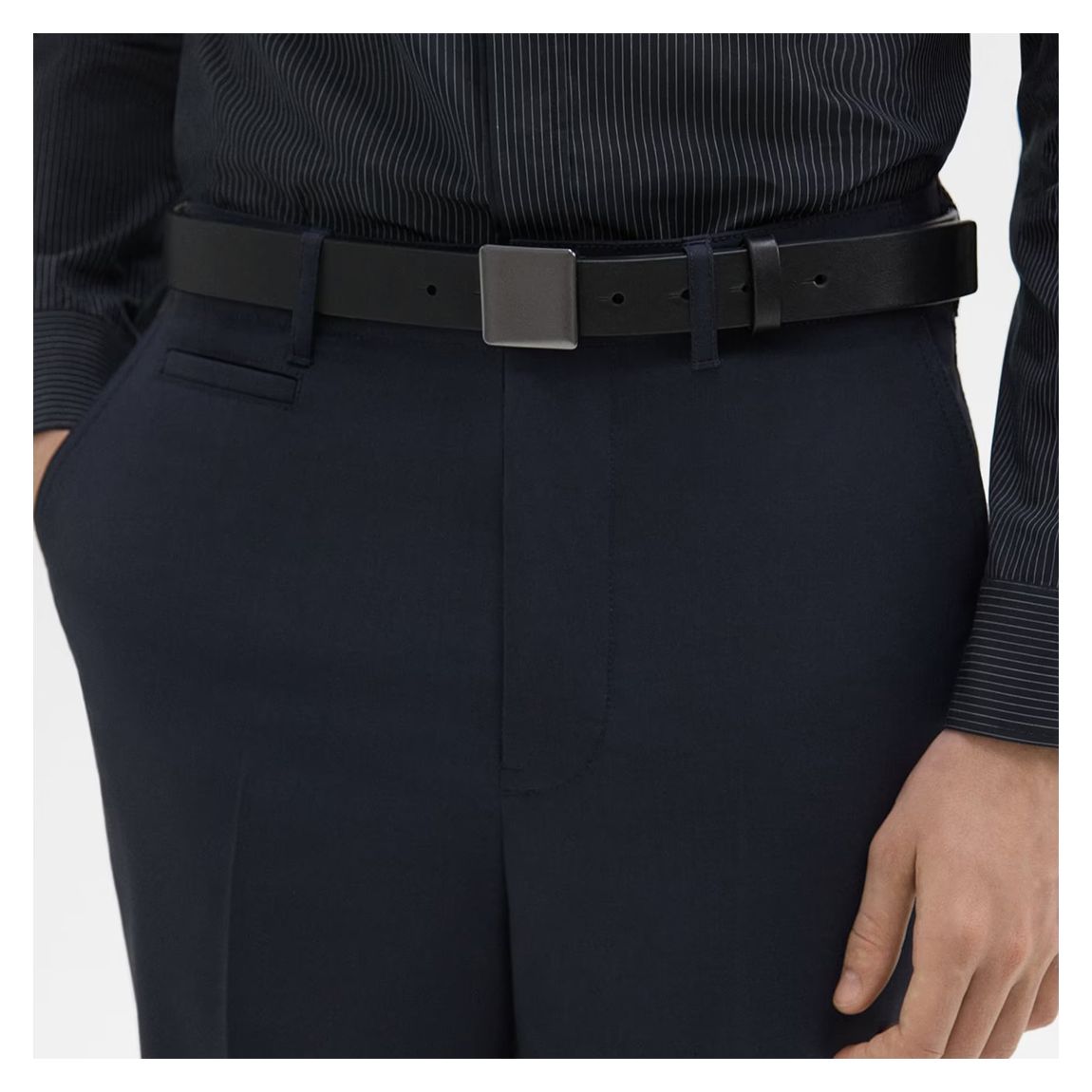 Black Square Buckle Leather Belt main product photo