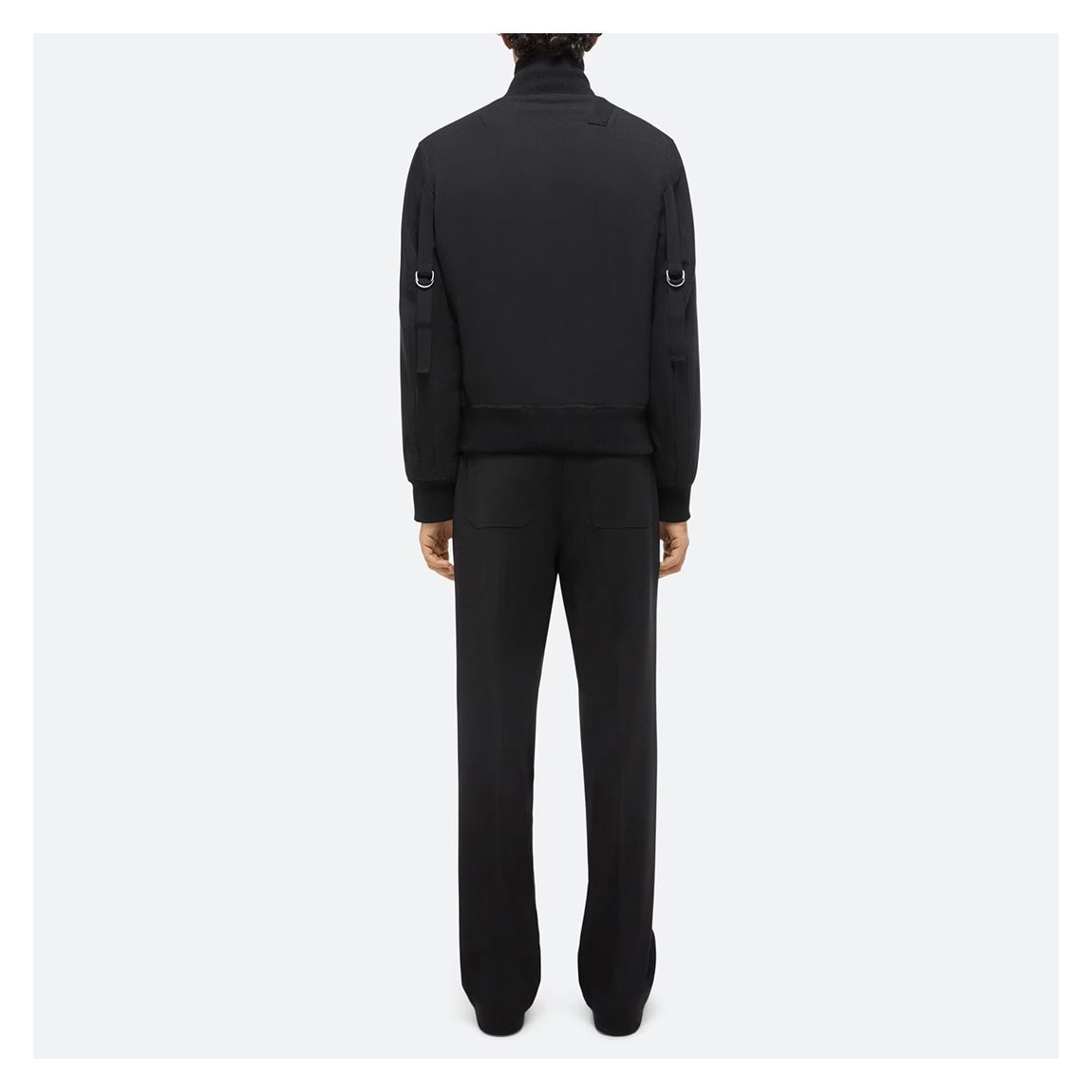 Black High Neck Wool Blend Bomber Jacket main product photo