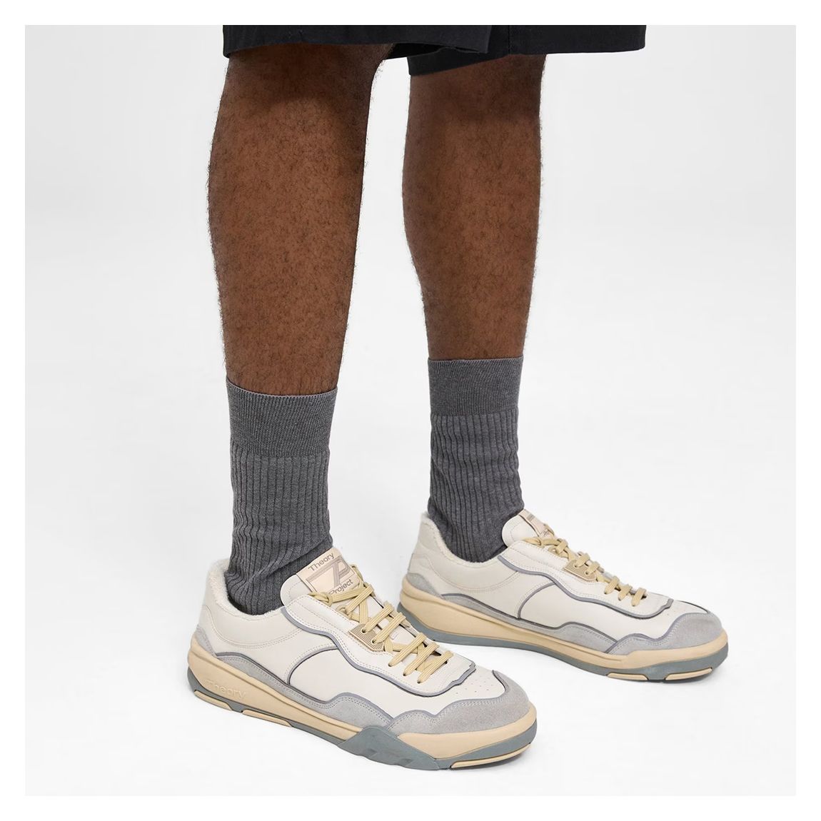 Ecru Contrast Leather Trainers main product photo