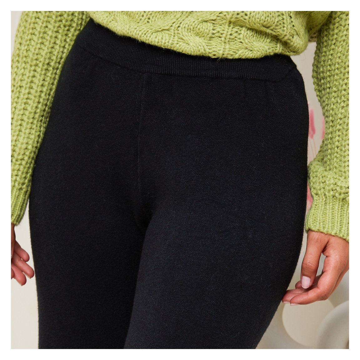 Black Cashmere Blend Wide Leg Trousers main product photo