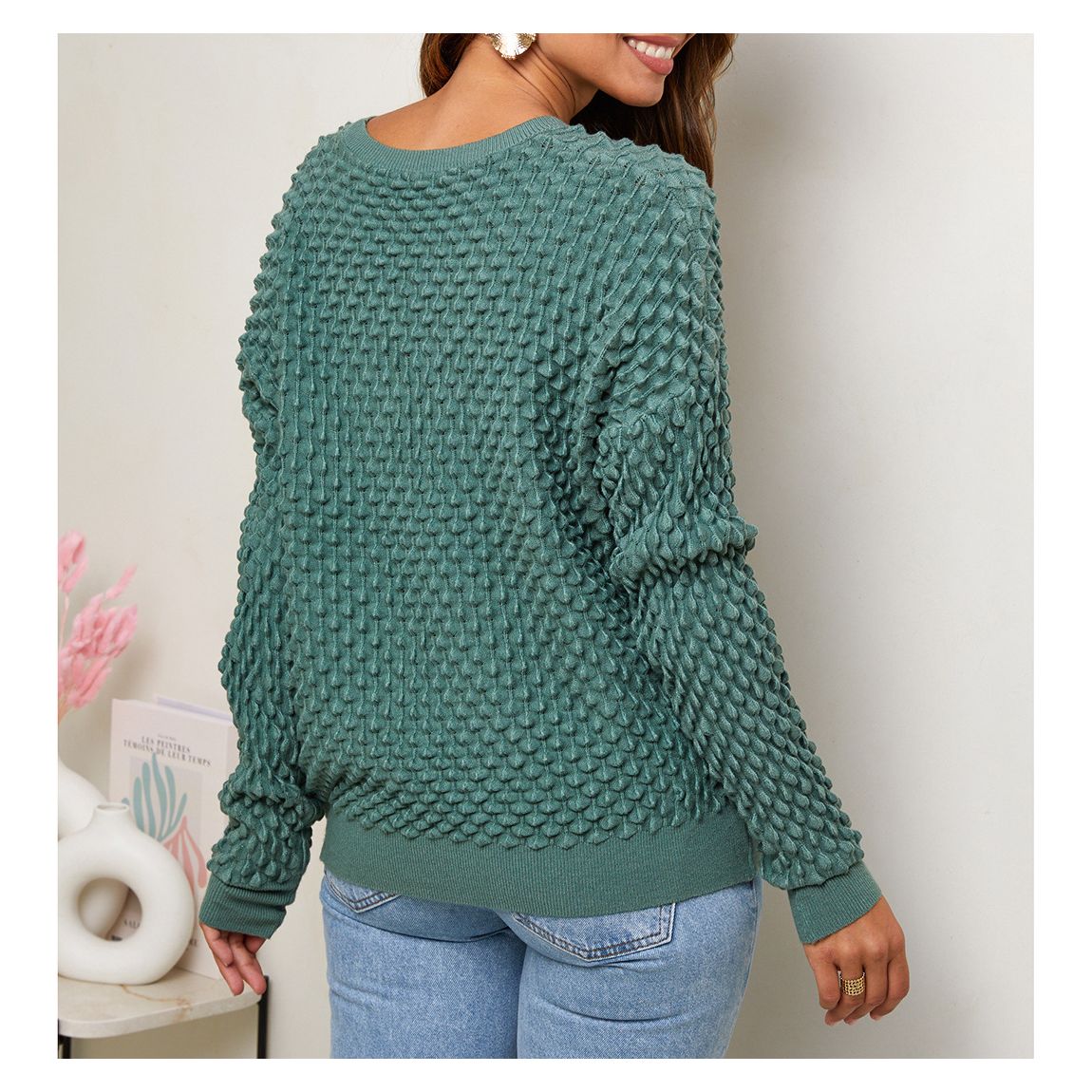 Khaki Cashmere Blend Textured Jumper main product photo