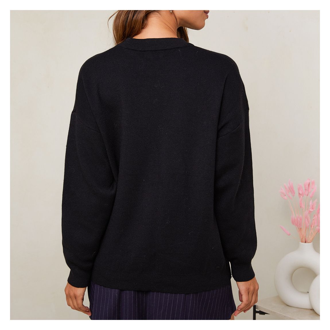 Black Cashmere Blend Embroidered Jumper main product photo