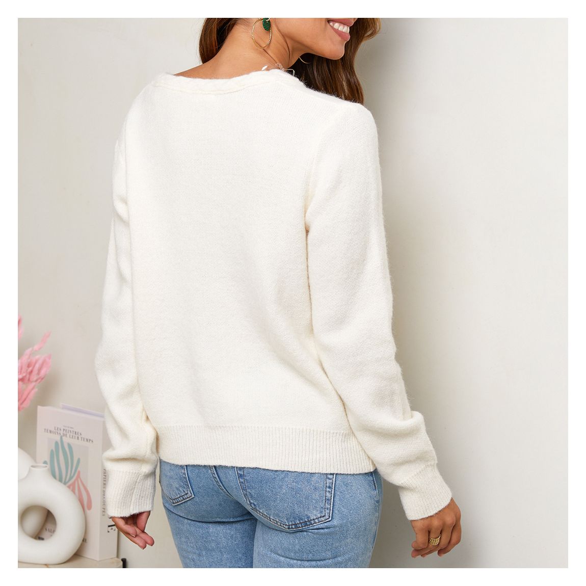 Camel Cashmere Blend Textured Trim Cardigan main product photo