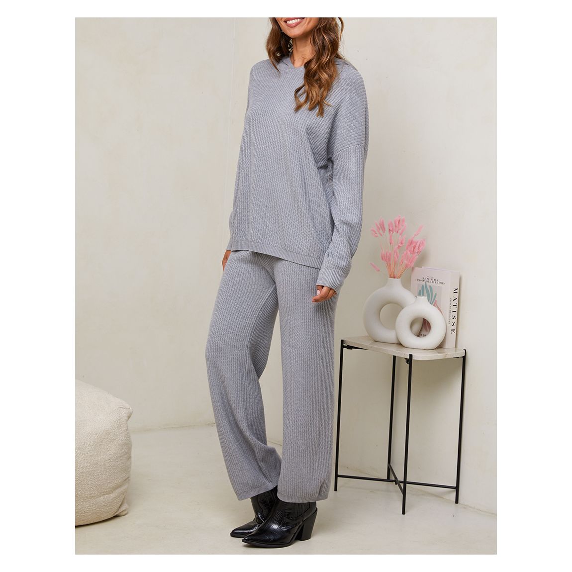 Grey Cashmere Blend Hoodie and Leg Set main product photo