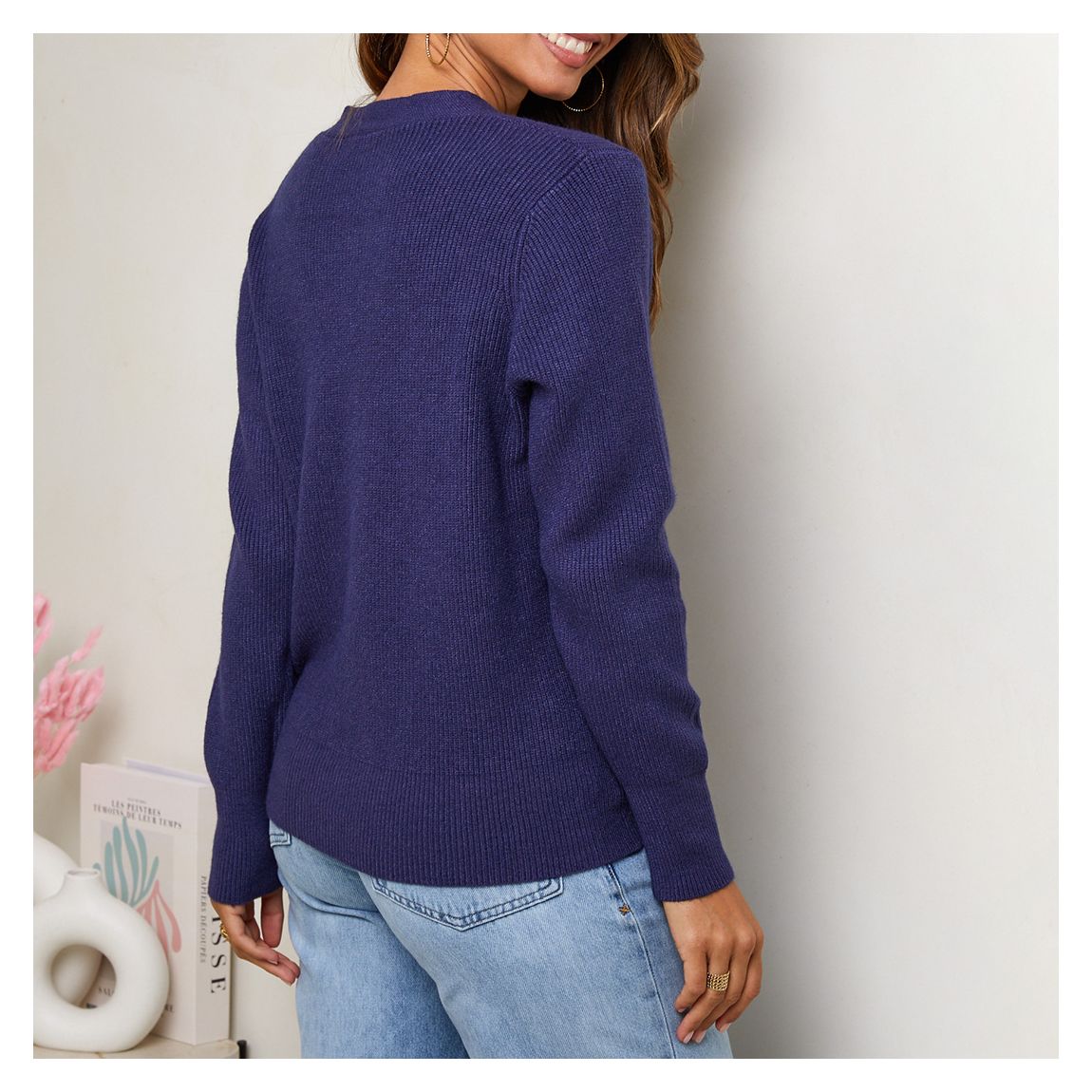 Navy Cashmere Blend Button Cardigan main product photo