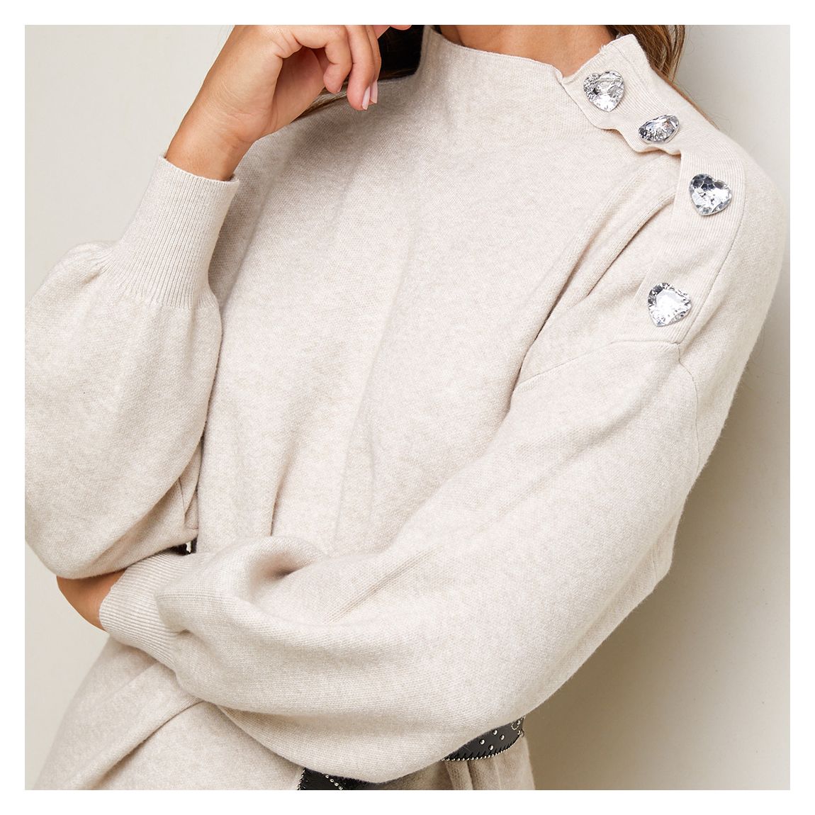 Beige Cashmere Blend Knit Midi Dress main product photo