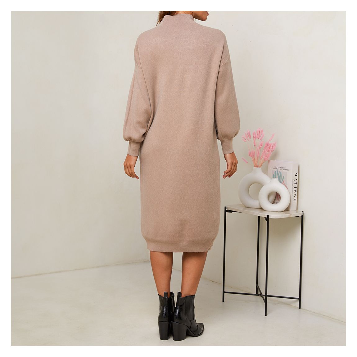 Camel Cashmere Blend Knit Midi Dress main product photo