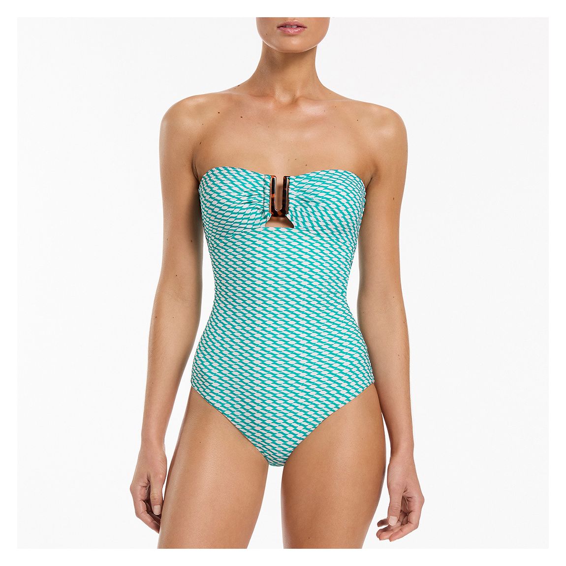 Blue Asceno Bandeau Swimsuit main product photo