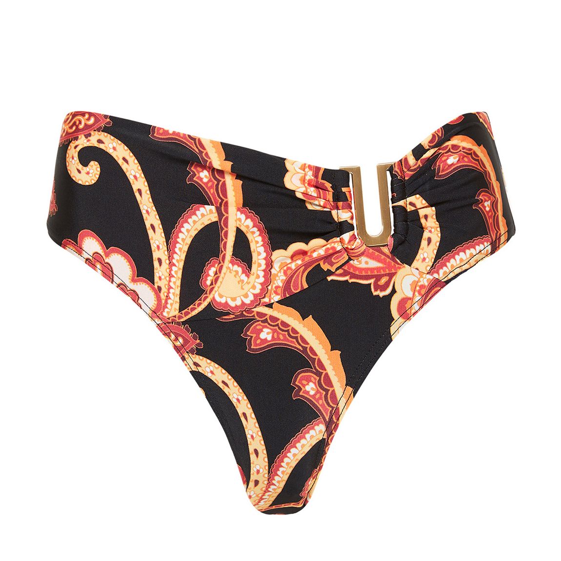 Black Silk Road Trimmed Mid Bikini Bottom main product photo