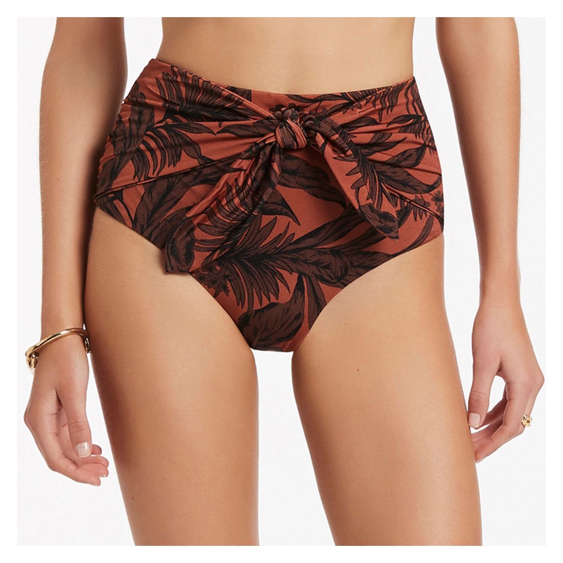 Orange Desert Palm Knot Tie Bikini Bottom main product photo
