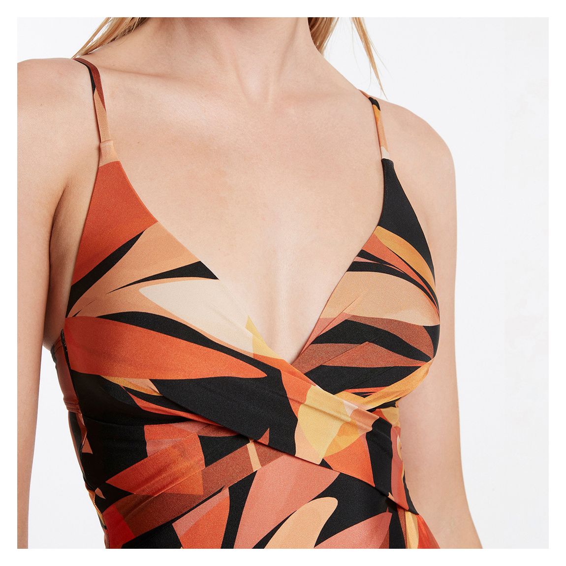 Orange Solari Cross Over Moulded Swimsuit main product photo
