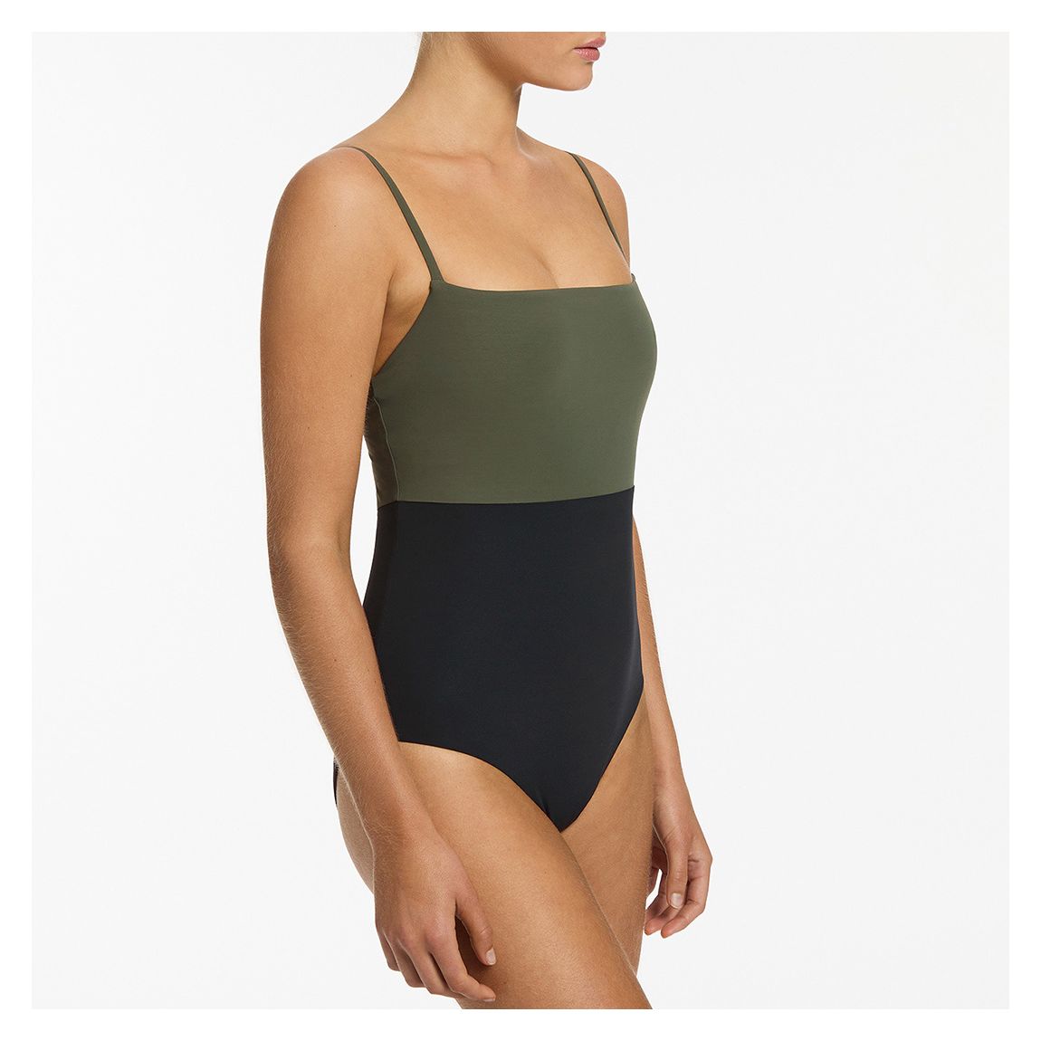 Olive & Black Minimal Tan Swimsuit main product photo