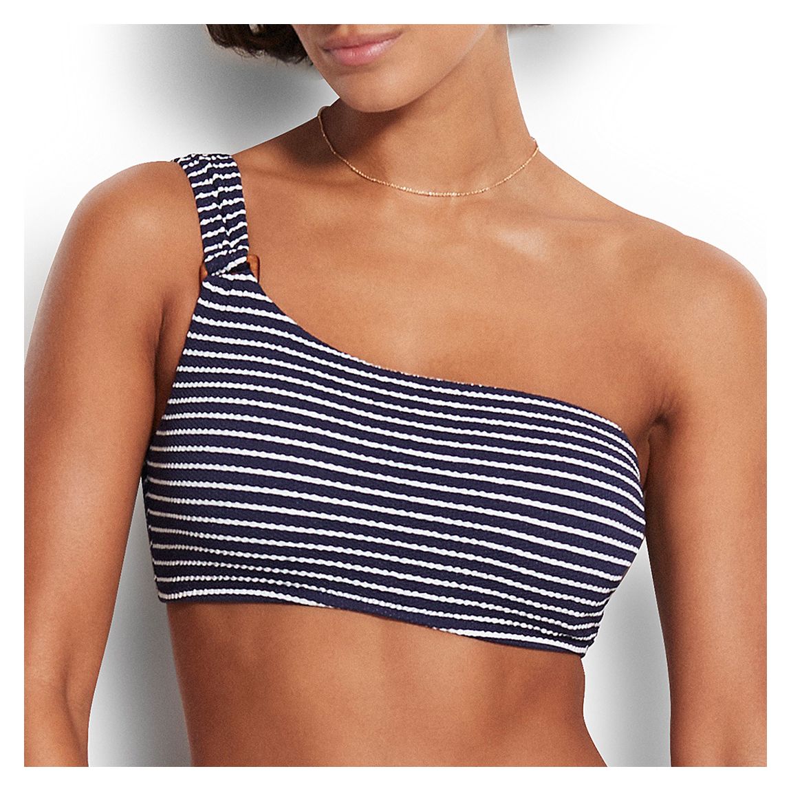 Navy One Shoulder Bikini Top main product photo