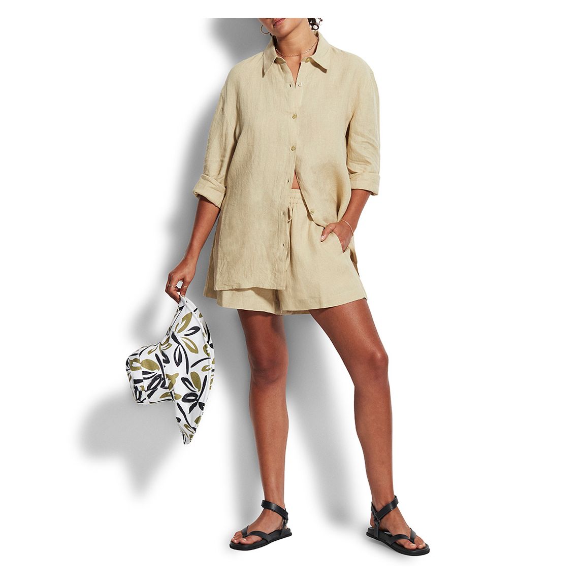 Olive Green Beach Linen Shirt main product photo