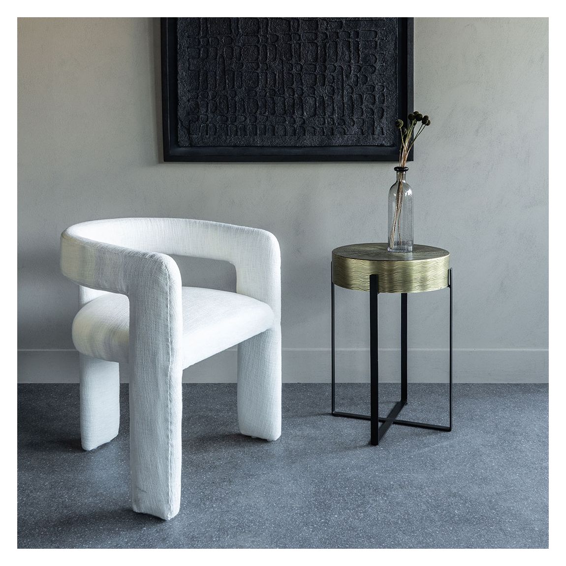 Fully Upholstered Ivory Slub Chair main product photo
