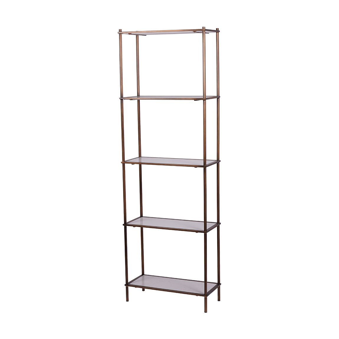 Hylas Antique Copper Frame Ceramic Five Tier Tall Shelving Unit main product photo