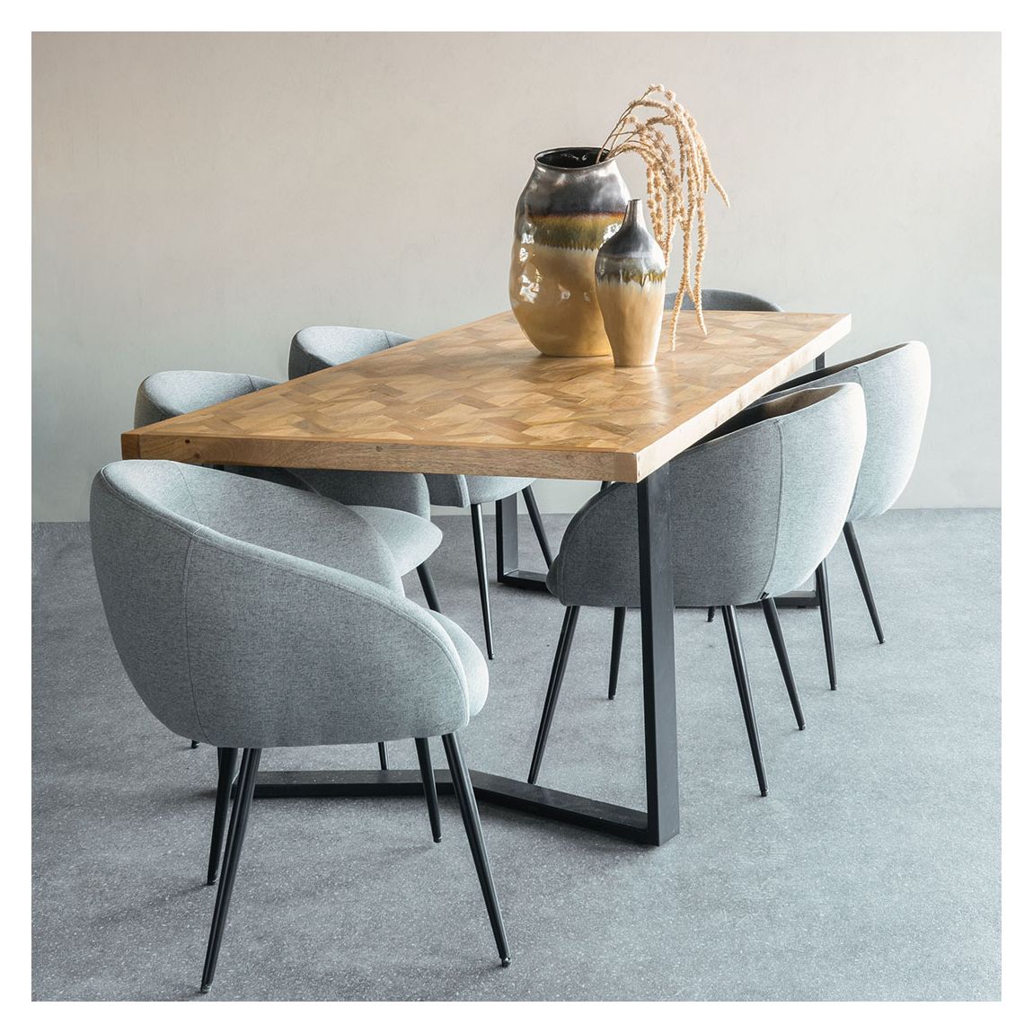 Langley Dining Chair in Smoke Grey Fabric main product photo