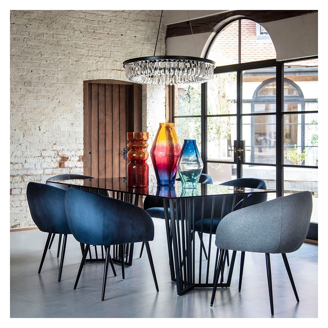 Langley Dining Chair in Royal Blue Velvet main product photo