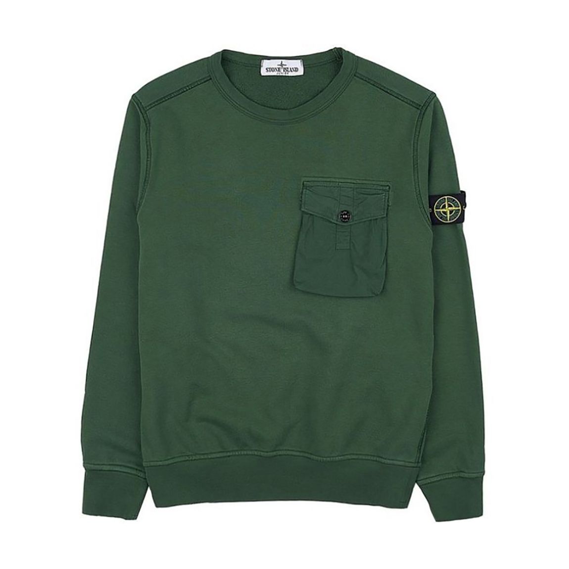 Dark Green Chest Pocket Cotton Sweatshirt main product photo